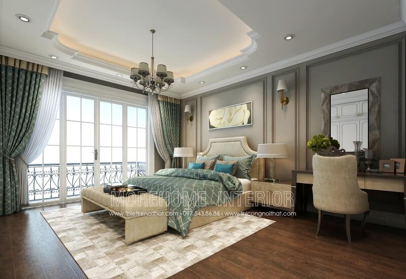 Giường ngủ chung cư tân cổ điển Giường ngủ chung cư tân cổ điển