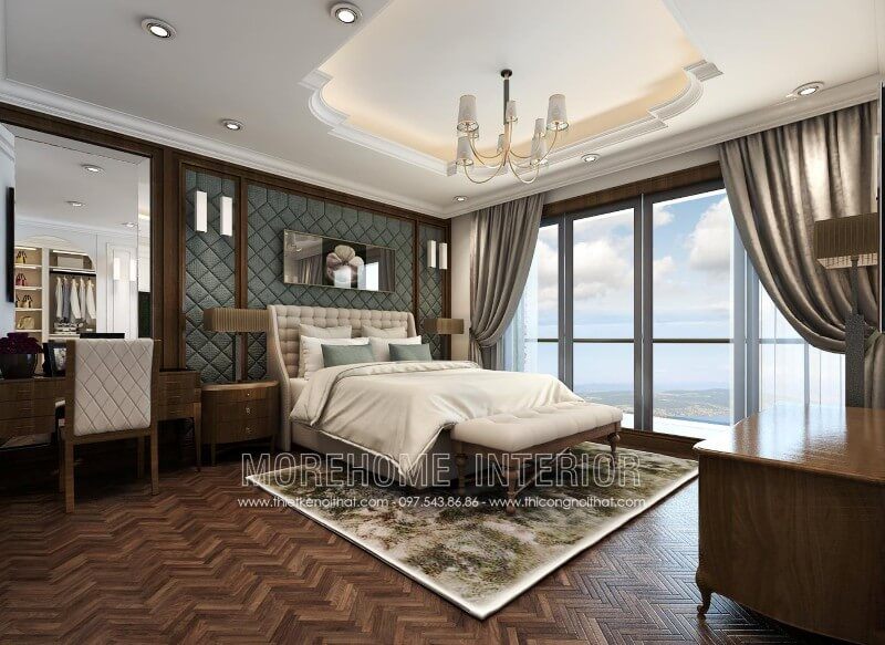 Gợi ý mẫu giường ngủ bọc da cho căn hộ chung cư cao cấp phong cách tân cổ điển