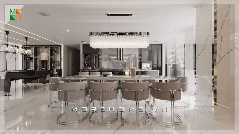 Bộ bàn ghế ăn thiết kế độc đáo mang nét đẹp hiện đại sang trọng, phù hợp cho biệt thự, chung cư phong cách hiện đại